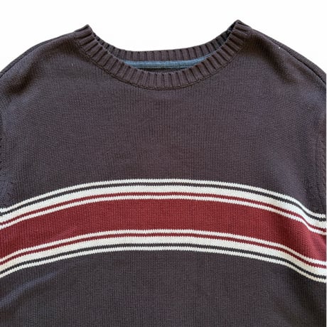 ST.JOHN'SBAY / Striped Cotton Knit / Brown L / Used