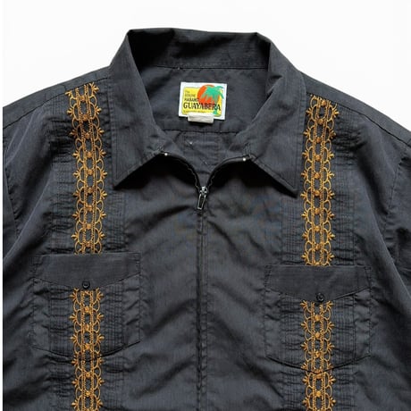 GUAYABERA / Cuba Shirt / Black XL相当 / Used