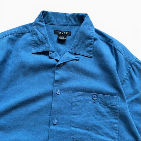 TRUST / Open Collared Shirt / Slate Blue L / Used