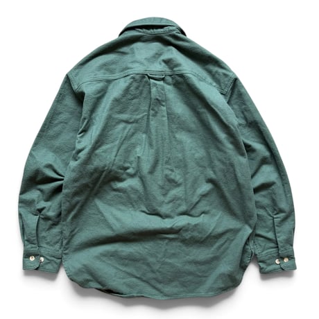 Made in USA / 80's Eddie Bauer / Embroidered Chamois Cloth Field Shirt / Olive L / Used