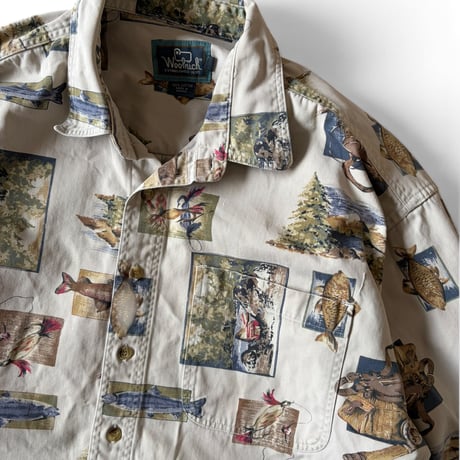 80-90's Woolrich / Allover Printed Shirt / XL / Used