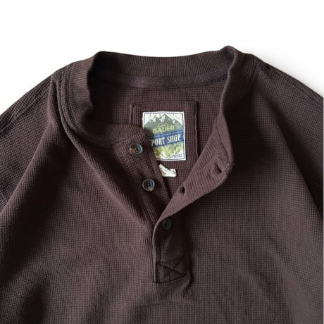 90's Eddie Bauer / Henley Neck Waffle LS / Brown L / Used