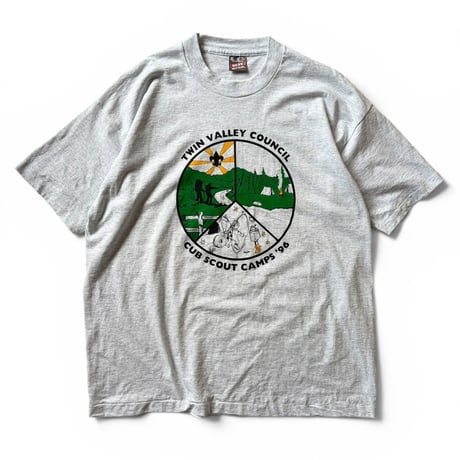 Made in USA / 90's SCOUT CAMP Tee / Ash XL / Used