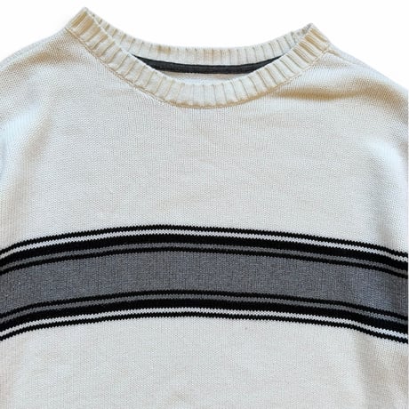 ST.JOHN'SBAY / Striped Cotton Knit / Natural L / Used