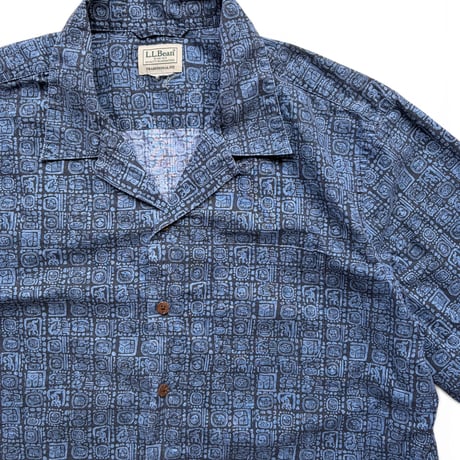 L.L.Bean / Open Collared Shirt / Navy L相当 / Used