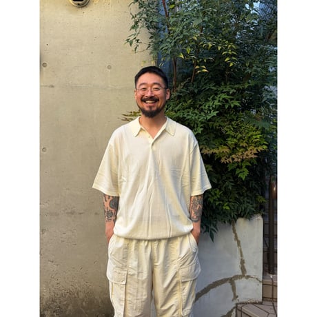 Eddie Bauer × Men's Fudge × Color at Against / Merino Wool Knit Polo / Ivory