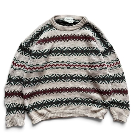 90's Eddie Bauer / Patterned Cotton Knit / L / Used