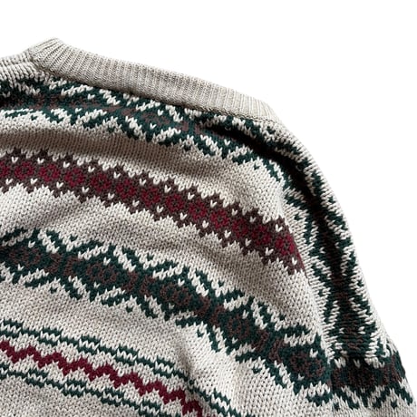 90's Eddie Bauer / Patterned Cotton Knit / L / Used