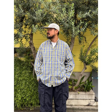 90's J.CREW / Plaid B.D.Shirt / L / Used