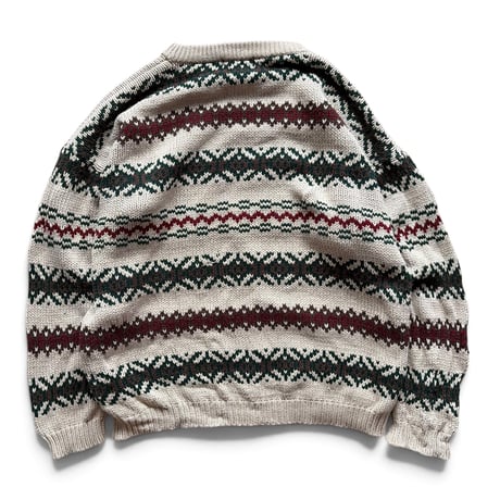 90's Eddie Bauer / Patterned Cotton Knit / L / Used