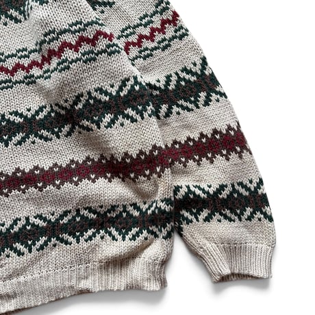 90's Eddie Bauer / Patterned Cotton Knit / L / Used