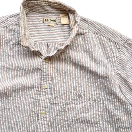 Made in USA / 90's L.L.Bean / Striped Seersucker Shirt / XL / Used