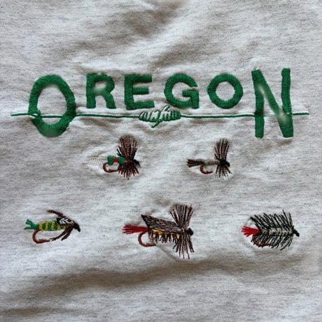 Made in USA / Embroidered OREGON Tee / Ash L / Used