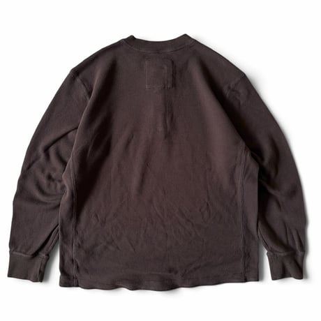 90's Eddie Bauer / Henley Neck Waffle LS / Brown L / Used