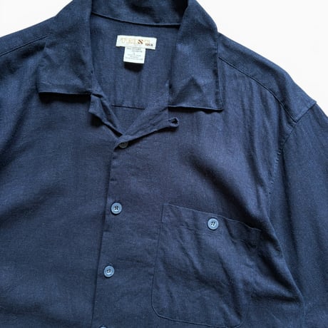 TRUST / Open Collared Shirt / Dk.Navy L / Used