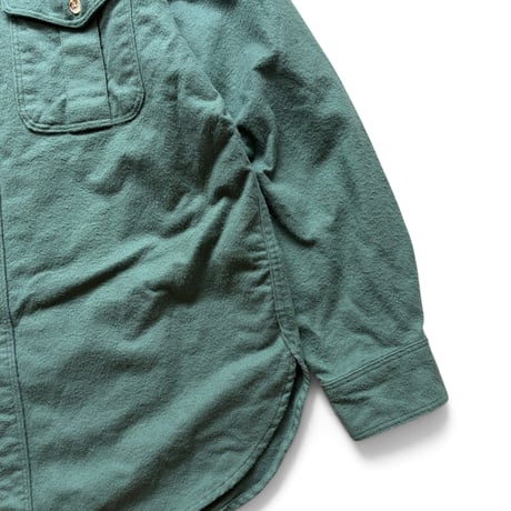Made in USA / 80's Eddie Bauer / Embroidered Chamois Cloth Field Shirt / Olive L / Used