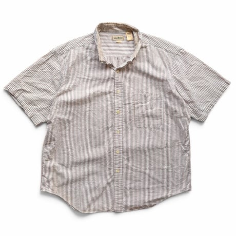 Made in USA / 90's L.L.Bean / Striped Seersucker Shirt / XL / Used
