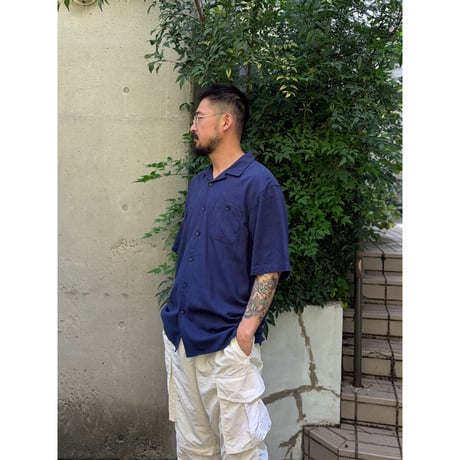 TRUST / Open Collared Shirt / Navy L / Used