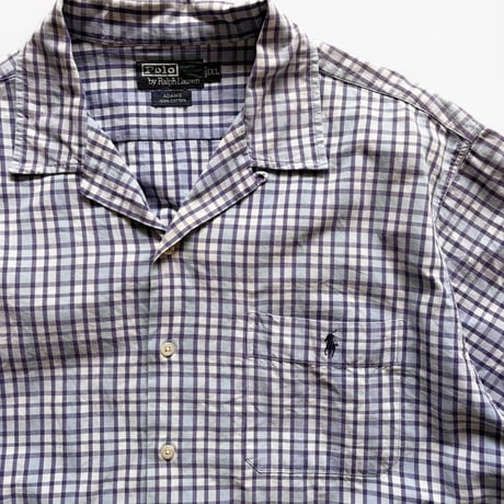 POLO by Ralph Lauren / "ADAMS" Plaid Open Collar Shirt / XL / Used