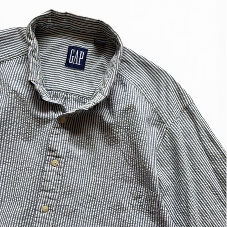 80-90's GAP / Striped Seersucker B.D.Shirt / L / Used