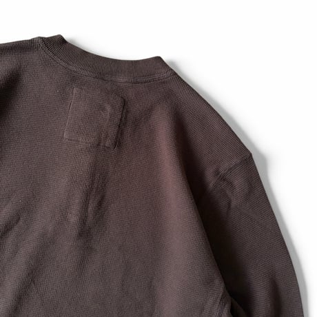 90's Eddie Bauer / Henley Neck Waffle LS / Brown L / Used