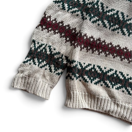 90's Eddie Bauer / Patterned Cotton Knit / L / Used