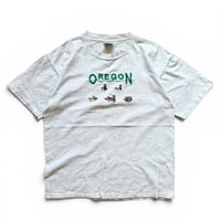Made in USA / Embroidered OREGON Tee / Ash L / Used