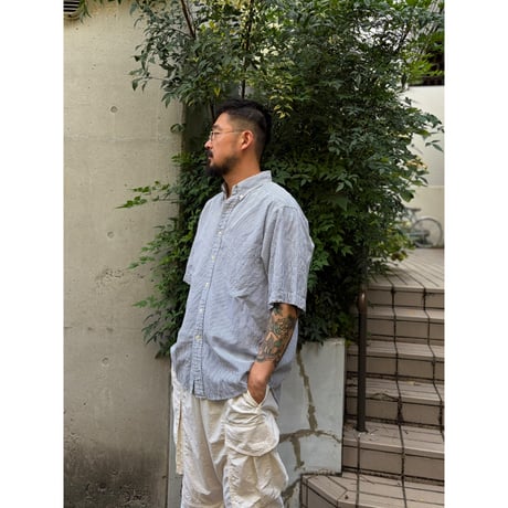 80-90's GAP / Striped Seersucker B.D.Shirt / L / Used