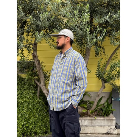 90's J.CREW / Plaid B.D.Shirt / L / Used