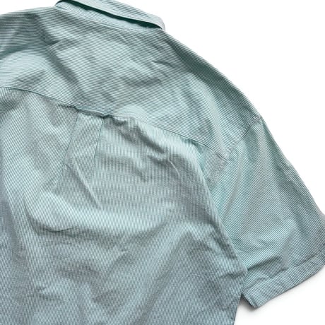 80's Eddie Bauer / Striped Seersucker Shirt / Mint L / Used