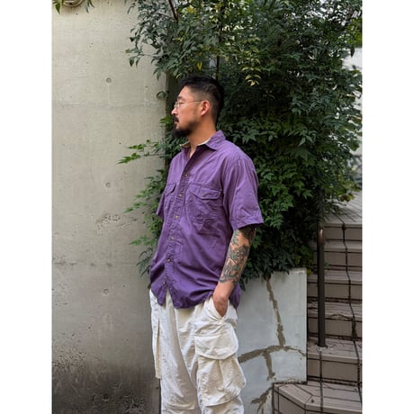 80's Eddie Bauer / Cotton Field Shirt / Purple M / Used