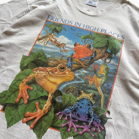 Made in USA / 90's Frog Printed Tee / White L / Used