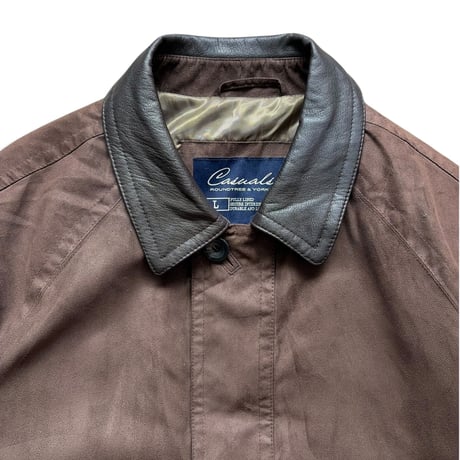 ROUNDTREE & YORKE / Leather Collared Sport Jacket / Brown L / Used