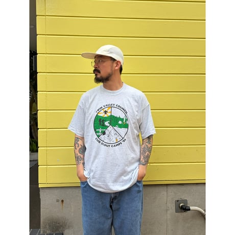 Made in USA / 90's SCOUT CAMP Tee / Ash XL / Used