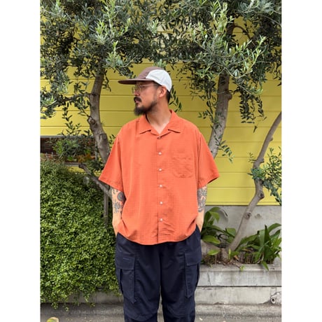 haggar / Plaid Open Collared Shirt / Orange XL / Used