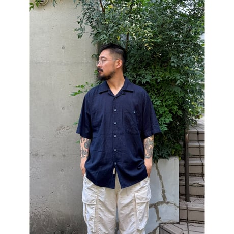TRUST / Open Collared Shirt / Dk.Navy L / Used