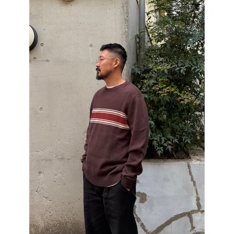 ST.JOHN'SBAY / Striped Cotton Knit / Brown L / Used