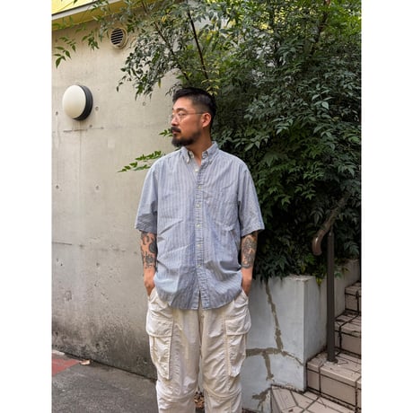 80-90's GAP / Striped Seersucker B.D.Shirt / L / Used