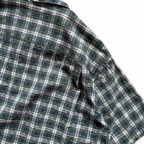 80-90's L.L.Bean / Plaid Seersucker Field Shirt / XL / Used