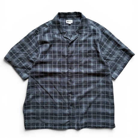 HAGGAR / Plaid Open Collared Shirt / Black XL / Used