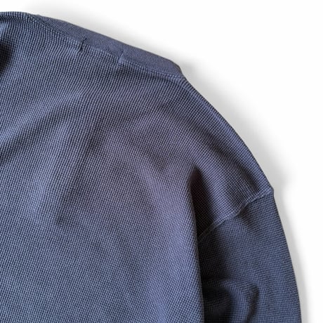 Made in USA / 90's Eddie Bauer / Henley Neck Waffle LS / Navy L / Used