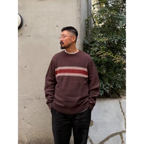 ST.JOHN'SBAY / Striped Cotton Knit / Brown L / Used
