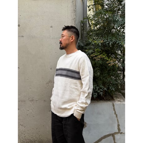 ST.JOHN'SBAY / Striped Cotton Knit / Natural L / Used