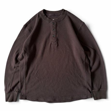90's Eddie Bauer / Henley Neck Waffle LS / Brown L / Used