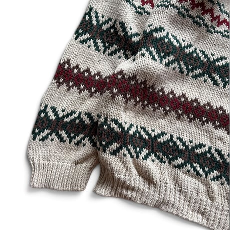 90's Eddie Bauer / Patterned Cotton Knit / L / Used