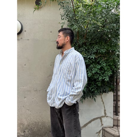 Made in CANADA / 90's GAP / Striped B.D.Shirt / XL / Used