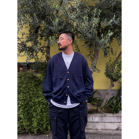 90's Eddie Bauer / Cotton Knit Cardigan / Navy XL / Used