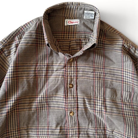 80's ORVIS / Plaid B.D.Shirt / L / Used