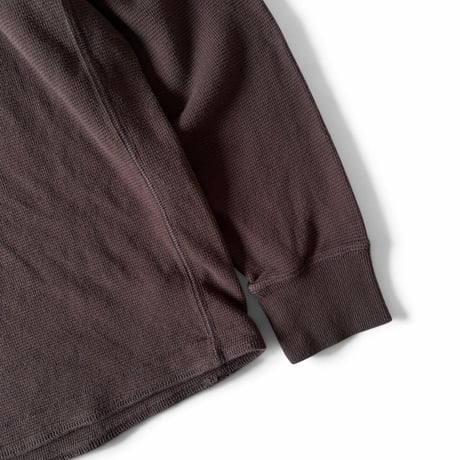 90's Eddie Bauer / Henley Neck Waffle LS / Brown L / Used