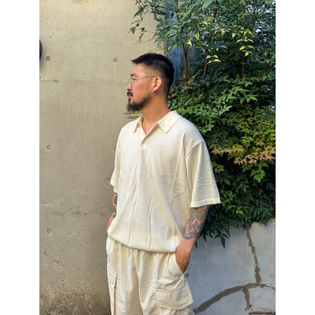 Eddie Bauer × Men's Fudge × Color at Against / Merino Wool Knit Polo / Ivory